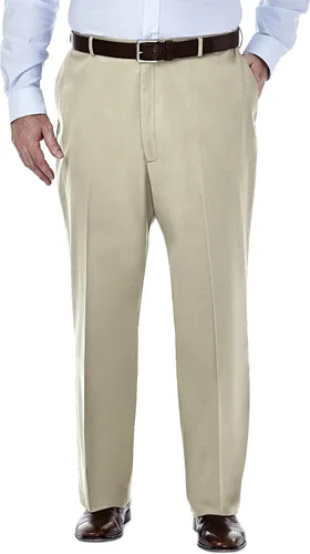 Miniatura 19 de Haggar Pantalón casual para hombre de alta calidad, sin planchado, color caqui, ajuste clásico, parte delantera plana