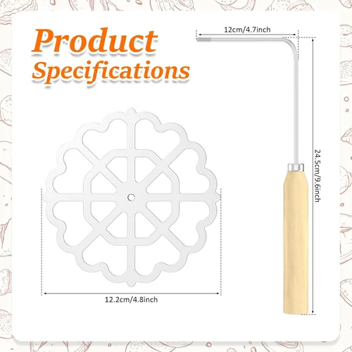 Miniatura 2 de Molde para bunuelos con mango de madera, molde de aluminio para hacer galletas, rosetón desmontable, herramienta de bunuelos para galletas, molde 2
