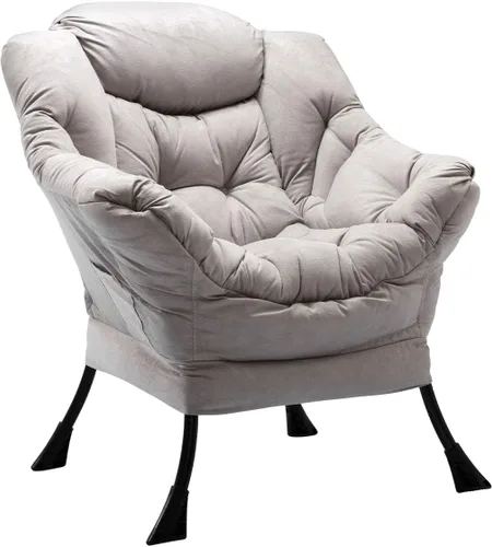 HollyHOME - Silla perezosa con reposabrazos y bolsillo lateral, cómoda silla de sala de acento, sillón de sofá de ocio para sala de estar, recámara,
