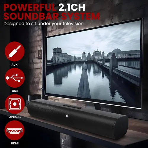 Miniatura 3 de Pyle Sistema de altavoces digitales de barra de sonido de mesa de 2 canales, amplificador digital con transmisión DSP, soporte de mesa, sistema