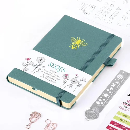 Miniatura 19 de Cuaderno Diario Punteado de Bala A5 Papel Grueso de 160gsm a Prueba de Sangre, Encuadernación Plana, 160 Páginas Numeradas Cuaderno