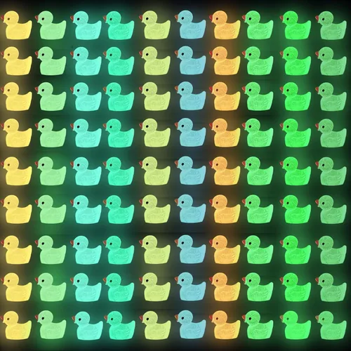 DULEFUN 200 piezas Pato Luminoso Mini de Resina 10 Colores Patos Pequeños Brillan en la Oscuridad Figuras de Pato para Decoración de Acuario de Casa
