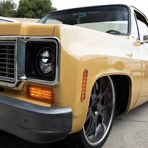 Miniatura 6 de United Pacific 15 luces LED ámbar con borde de acero inoxidable, compatible con Chevrolet Truck 1973-80