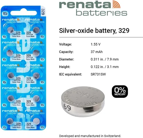 Miniatura 2 de 10 pilas de reloj Renata 329 (Sr731Sw)