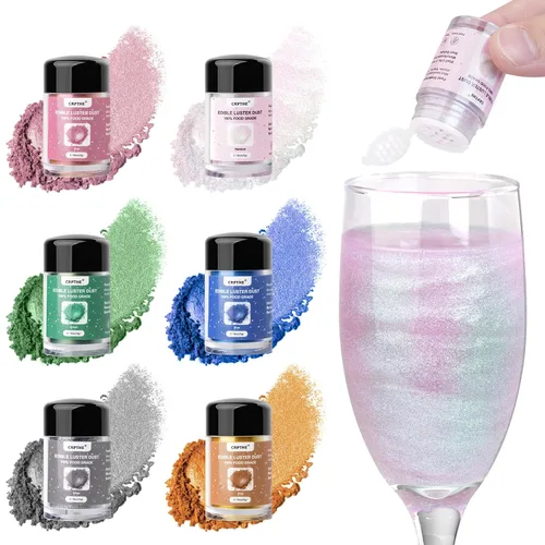 Miniatura 8 de CRPTHE Polvo de Polvo de Lustre Azul Comestible 5g, Purpurina Comestible para Bebidas, Polvo de Purpurina de Grado Alimenticio para Cócteles
