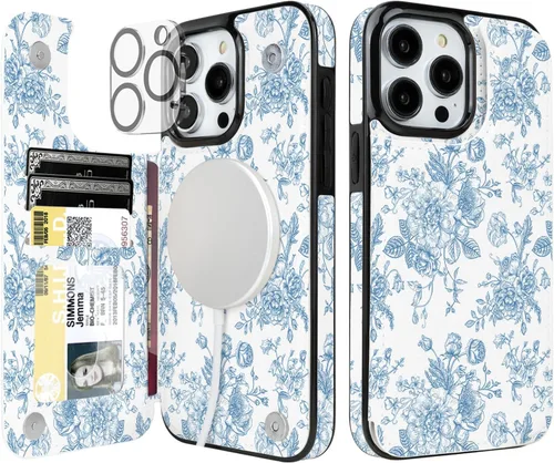 Miniatura 9 de uCOLOR Funda compatible con iPhone 15 de 6.1 pulgadas con ranura para tarjetero, función atril, doble cierre magnético y bloqueo RFID, funda de 6.1