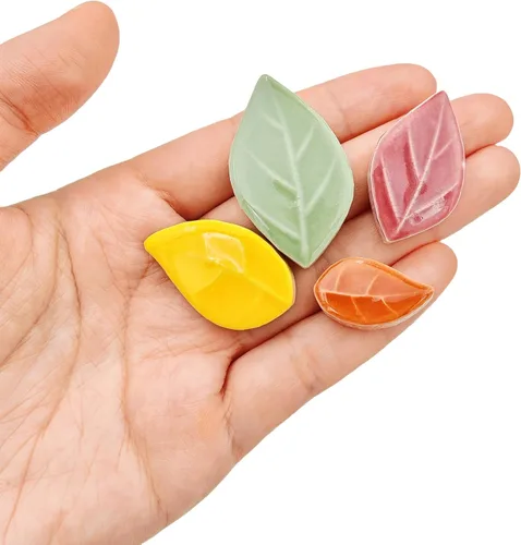 Miniatura 3 de Azulejos de mosaico de cerámica en forma de hoja de 500g/1.1lb, piezas de mosaico de cerámica para manualidades, azulejos de mosaico para decoración