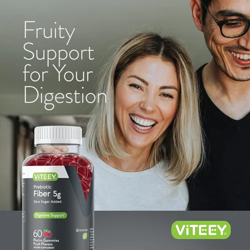 Miniatura 6 de Viteey Gomitas de fibra prebiótica para adultos, 0.18 oz - Gomitas de suplemento de fibra soluble digestiva y salud intestinal - Cero azúcar