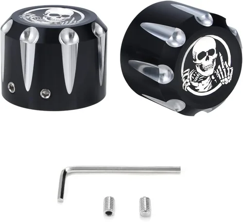 Miniatura 4 de Juego de 2 tapas de tuerca de eje delantero, juego de tapas de eje, tapa de tuerca de eje delantero de aluminio CNC estilo calavera, compatible