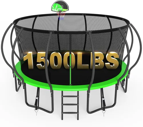SKYUP 2026 Upgraded 8 10 12 14 15 16FT 1500lbs Tranpoline for Kids and Adults, Recreational Tranpoline with Basketball Hoop, ASTM Approved