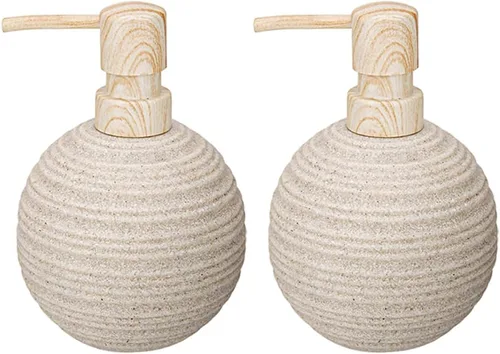 Miniatura 10 de 1 dispensador de jabón de manos, dispensador de jabón líquido de resina texturizada de arenisca para encimera de baño, dispensador de jabón