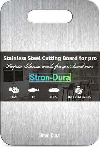 Stron-Dura - Tabla de cortar de acero inoxidable 304 de grado alimenticio para cocina, para cortar carne, frutas, verduras, exteriores o interiores,