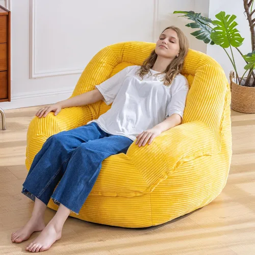 Silla Puf Gigante con Reposabrazos - Asiento Acogedor de Gran Tamaño para Adultos, Tela de Pana y Relleno de Espuma de Alta Resistencia, Salón Ideal