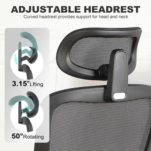 Miniatura 5 de Silla de oficina ergonómica con reposapiés, silla de escritorio de malla con reposacabezas y reposabrazos ajustables y soporte lumbar dinámico Rosa