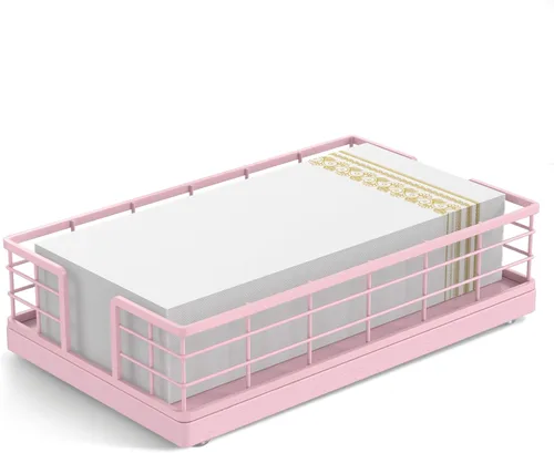 Miniatura 29 de Wican Bandeja para toallas de invitados para baño, servilletas de madera y hierro para tocador, mesa de comedor, cesta de madera para toallas