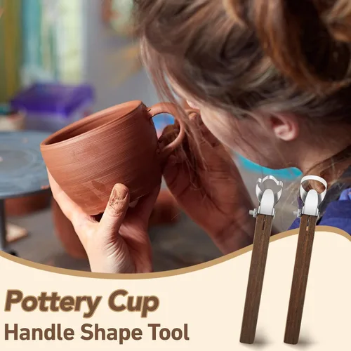 Miniatura 6 de Therwen 2 piezas de espátula de escultura, herramienta de tallado de cerámica, forma de mango de taza de cerámica, herramienta extrusora de arcilla