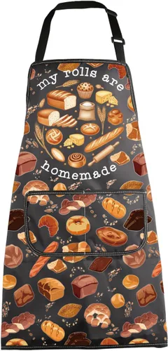 MBMSO Delantales para hornear panadería, regalos para panadería, delantal para hacer pan, My Rolls are Delantal hecho en casa con bolsillos, regalo