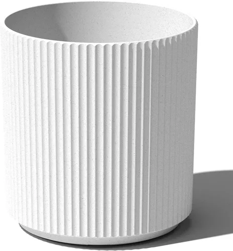 Miniatura 21 de Veradek Serie Mason Demi Plantador - Plantador Grande Redondo para Patio/Balcón Interior o Exterior Hecho de Plástico y Hormigón con Agujeros