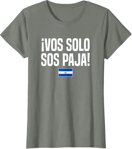 Miniatura 17 de Camiseta Vos Solo Sos Paja Salvadoran Slang Bandera de El Salvador, Negro