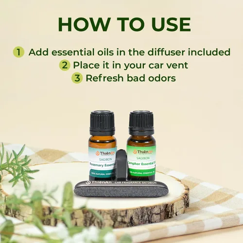 Miniatura 6 de THIEN AN - Juego de ambientadores para automóvil, aroma a romero y eucalipto, fragancia natural para automóvil con difusor de automóvil