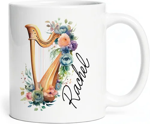 Miniatura 20 de Taza personalizada para músico 2023, taza de violín personalizada con nombre, violín y notas musicales, taza de cerámica de 11 oz y 15 onzas, taza