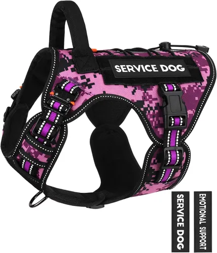 Miniatura 23 de Arnés táctico para perros - PETNANNY Chaleco para perro de servicio para perros grandes Cobertura corporal completa en arnés para perros de Rosa