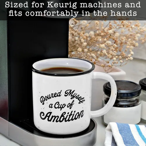 Miniatura 5 de MAINEVENT Taza de café de cerámica con texto en inglés «Pour Myself a Cup of Ambition» de 11 onzas, regalo para mujeres