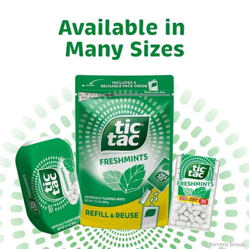 Miniatura 9 de Tic Tac Freshmints, mentas de aliento para llevar, mentas de bolsillo, 100 piezas, paquete de 12 unidades a granel, 1.7 onzas cada una