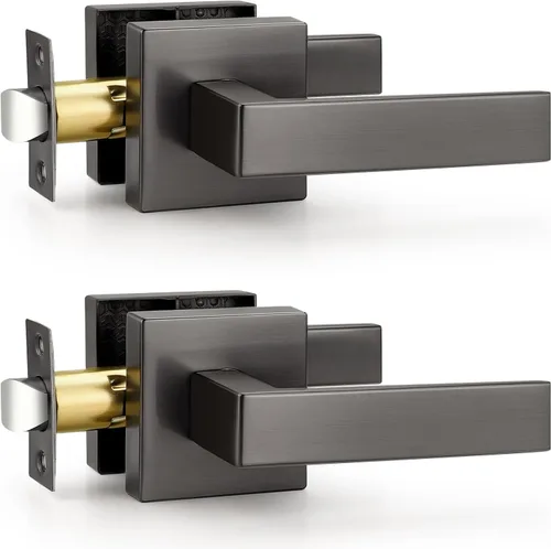 Miniatura 48 de Probrico Paquete de 4 manijas de puerta simuladas en negro mate, manijas interiores que no giran, manijas reversibles resistentes para interiores