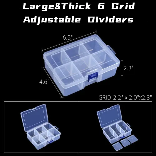 Miniatura 2 de Caja de almacenamiento de cinta Washi, caja de plástico con 6 compartimentos y ranuras de rejilla para joyería, herramienta de cuentas para cinta