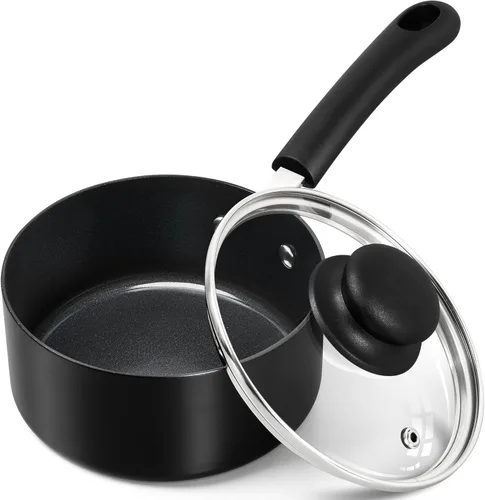 Miniatura 8 de MICHELANGELO Juego de sartenes antiadherentes, cacerola de cerámica con tapa, olla multiusos con tapa, sartenes no tóxicas, 1 cuarto de galón, blanco