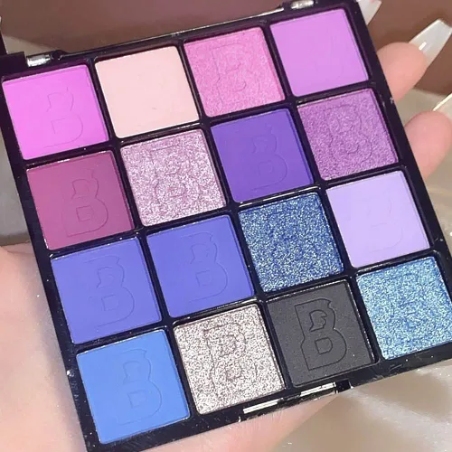 Sombra de ojos púrpura y azul – Paleta de sombra de ojos mate y purpurina de 16 colores, paleta de maquillaje coreana de sombra de ojos, impermeable