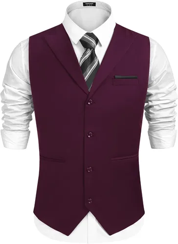 Miniatura 2 de COOFANDY Chaleco de traje de vestir formal ajustado para hombre, chaleco casual de negocios