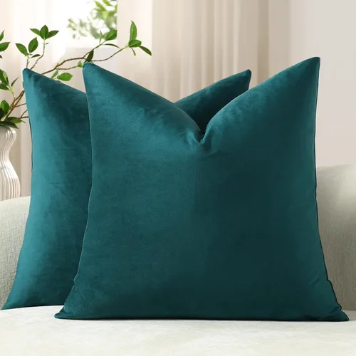 Miniatura 44 de Dezene - 2 fundas decorativas de terciopelo para almohada Hielo de vainilla