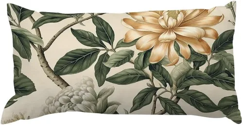Miniatura 29 de Chinoiserie Throw Pillow Case Red Peony Floral Lumbar Pillowcases Asian Style Decorative Pillow Home Cotton Linen 12x18 Rustic Cushion Cover for