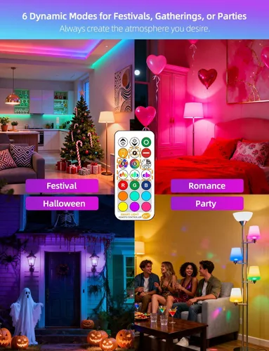 Miniatura 5 de ILC Bombilla LED equivalente a 85 W, bombillas que cambian de color, 2700 K, blanco cálido, control remoto RGB 6 modos, temporizador, 2