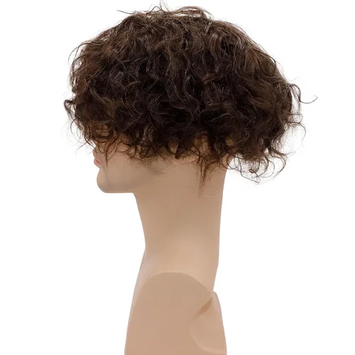 Miniatura 3 de Rizado Hombres Toupee - Sistemas de reemplazo de cabello humano para hombres, postizo de 0.787 in, rizado con bucle en V, pelucas de poliuretano