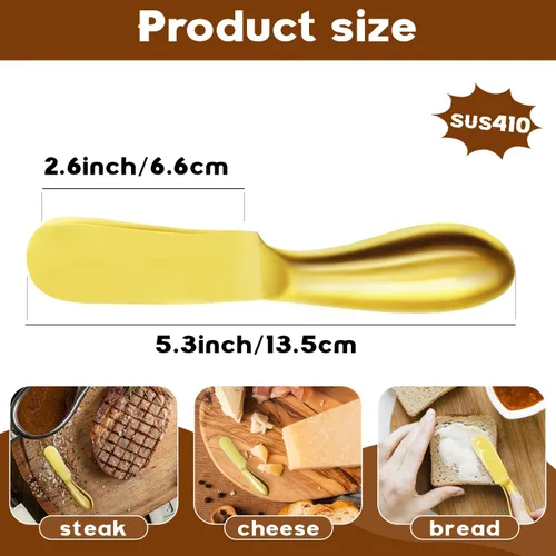 Miniatura 2 de Cuchillo de Mantequilla Cuchillo Esparcidor de Mantequilla Cuchillo de Mantequilla Dorado Juego de 4 Cuchillos Esparcidores de Queso Cuchillos