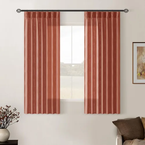 Miniatura 228 de Cortinas de lino natural con pliegues fruncidos de 120 pulgadas de largo para sala de estar, cortinas plisadas con ganchos y lengüeta trasera