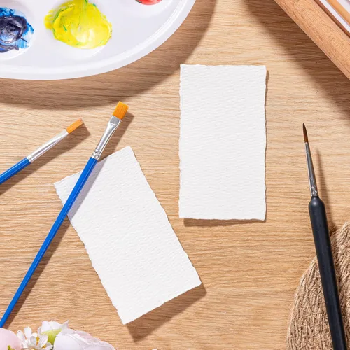 Miniatura 3 de Prudiut 50 hojas de papel de acuarela de algodón, 300 g/m², borde de 5,08 x 8,89 cm, ideal para pinturas de acuarela, bocetos acrílicos, manualidades