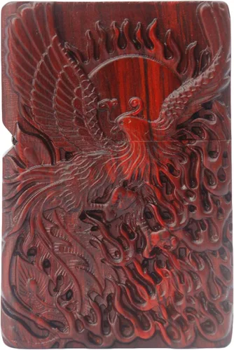 Miniatura 22 de Carcasa exterior de palisandro Huanghuali natural tallado para módulo Zippo (1000 brazos Avalokiteshvara de la diosa 3#)