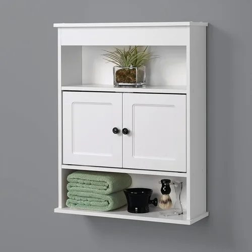 Miniatura 3 de Zenna Home Armario de pared de almacenamiento para baño, organizador de almacenamiento de madera montado en la pared, gabinete de medicina ideal