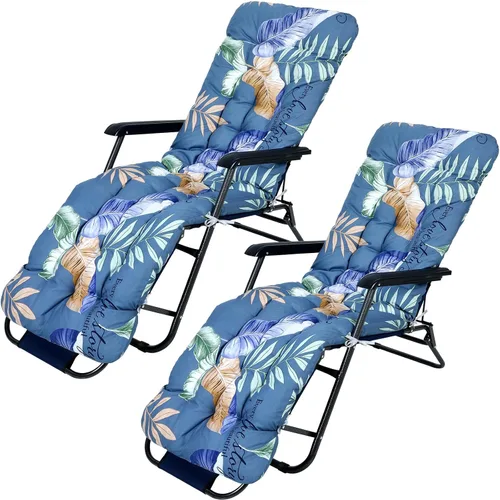 Huwena 2 cojines para silla de salón al aire libre de 67 x 21 pulgadas, cojines para tumbona de patio con estampado floral, almohadillas gruesas de
