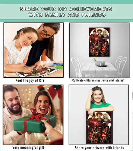 Miniatura 6 de Kits de pintura de diamantes para adultos, arte de diamantes de imitación, arte de Halloween, lienzo HD para bricolaje, taladro completo 5D
