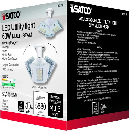 Miniatura 6 de Satco S13118 60W LED ajustable multi-haz luz de utilidad, 4000K