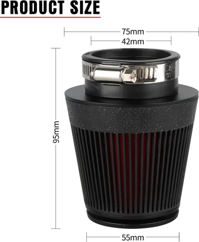 Miniatura 2 de NIBBI Racing CNC 42mm Filtro de Aire Redondo Cónico, Filtros de Aire Universales para Moto de Tierra, ATV, Quad, Go Kart, Pit Dirt Bike, Piezas