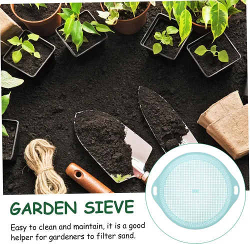 Miniatura 3 de Happyyami Tamiz de suciedad para jardín, tamiz de plástico para suelo, tamiz de suelo, filtro de malla, tamiz de suciedad con mango, herramienta