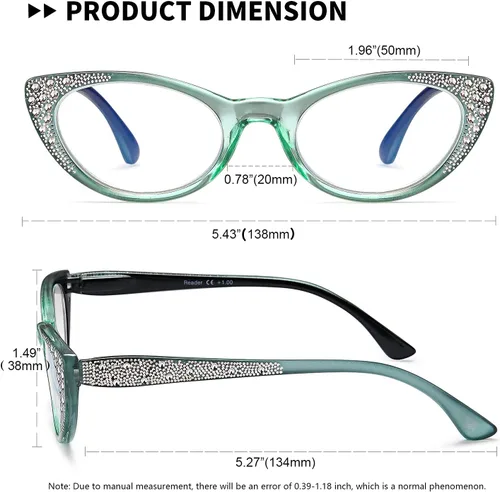 Miniatura 3 de EYEURL Gafas de lectura de ojo de gato para mujer, bloqueo de luz azul, paquete de 4 lectores de moda para mujer, anteojos antirreflejos