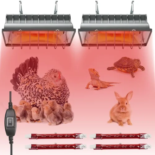 Paquete de 2 calentadores de gallinero de 250 W para perrera, cama para gatos, reptiles e incubadoras, 2 modos de calentamiento para gallinero en