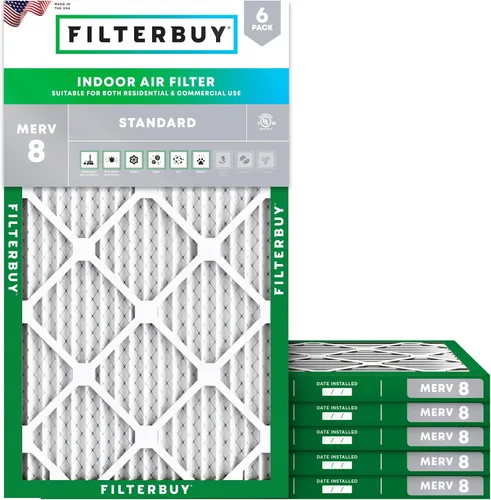 Miniatura 23 de Filterbuy Filtro de aire MERV 8 de 8 x 14 x 1 pulgadas para defensa contra el polvo y las alergias (paquete de 6), electrostático plisado HVAC